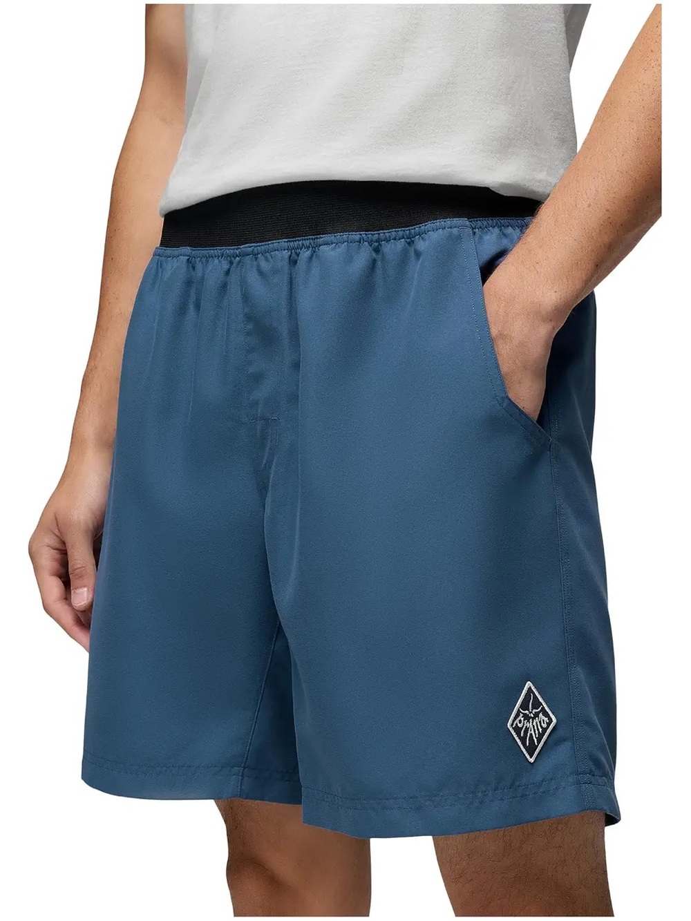 prAna Mojo Recycled Polyester Shorts Teal Elastic Waist Pockets UPF 50+ Men's S